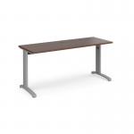 TR10 straight desk 1600mm x 600mm - silver frame and walnut top
