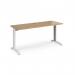 TR10 straight desk 1600mm x 600mm - white frame, oak top T616WO