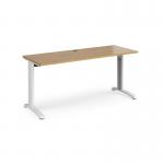 TR10 straight desk 1600mm x 600mm - white frame, oak top T616WO
