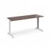 TR10 straight desk 1600mm x 600mm - white frame, walnut top T616WW