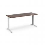 TR10 straight desk 1600mm x 600mm - white frame and walnut top