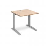 TR10 straight desk 800mm x 800mm - silver frame and beech top