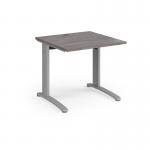 TR10 straight desk 800mm x 800mm - silver frame, grey oak top T8SGO