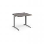 TR10 straight desk 800mm x 800mm - silver frame, grey oak top T8SGO
