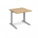 TR10 straight desk 800mm x 800mm - silver frame, oak top T8SO