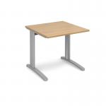 TR10 straight desk 800mm x 800mm - silver frame and oak top