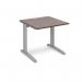 TR10 straight desk 800mm x 800mm - silver frame, walnut top T8SW