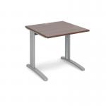 TR10 straight desk 800mm x 800mm - silver frame and walnut top