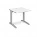 TR10 straight desk 800mm x 800mm - silver frame, white top T8SWH