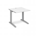 TR10 straight desk 800mm x 800mm - silver frame, white top T8SWH
