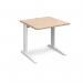 TR10 straight desk 800mm x 800mm - white frame, beech top T8WB