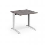 TR10 straight desk 800mm x 800mm - white frame, grey oak top T8WGO