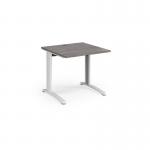 TR10 straight desk 800mm x 800mm - white frame, grey oak top T8WGO