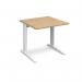 TR10 straight desk 800mm x 800mm - white frame, oak top T8WO