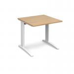 TR10 straight desk 800mm x 800mm - white frame, oak top T8WO