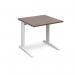 TR10 straight desk 800mm x 800mm - white frame, walnut top T8WW