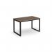 Otto benching solution dining table 1200mm wide - black frame and barcelona walnut top