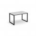 Otto benching solution dining table 1200mm wide - black frame, white top TAOT1200-K-WH