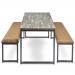 Otto benching solution dining table 1200mm wide - silver frame and barcelona walnut top