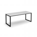 Otto benching solution dining table 1800mm wide - black frame, white top TAOT1800-K-WH