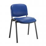 Taurus meeting room stackable chair with black frame and no arms - Ocean Blue vinyl TAU40002-74465
