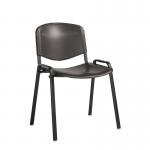 Taurus plastic meeting room stackable chair with no arms - black with black frame TAU40002-PK