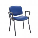 Taurus meeting room stackable chair with black frame and fixed arms - Ocean Blue vinyl TAU40003-74465