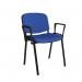 Taurus meeting room stackable chair with black frame and fixed arms - blue TAU40003-B