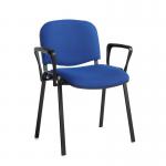Taurus meeting room stackable chair with black frame and fixed arms - blue TAU40003-B