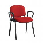 Taurus meeting room stackable chair with black frame and fixed arms - burgundy