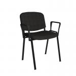 Taurus meeting room stackable chair with black frame and fixed arms - charcoal TAU40003-C