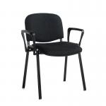 Taurus meeting room stackable chair with black frame and fixed arms - charcoal TAU40003-C
