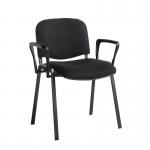 Taurus meeting room stackable chair with black frame and fixed arms - black TAU40003-K