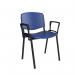 Taurus plastic meeting room stackable chair with fixed arms - blue with black frame TAU40003-PB