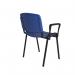 Taurus plastic meeting room stackable chair with fixed arms - blue with black frame TAU40003-PB