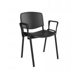 Taurus plastic meeting room stackable chair with fixed arms - black with black frame TAU40003-PK