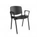 Taurus plastic meeting room stackable chair with fixed arms - black with black frame TAU40003-PK