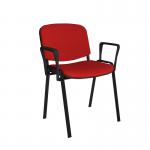 Taurus meeting room stackable chair with black frame and fixed arms - red TAU40003-R