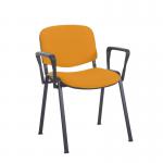 Taurus meeting room stackable chair with black frame and fixed arms - Solano Yellow