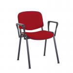 Taurus meeting room stackable chair with black frame and fixed arms - Panama Red