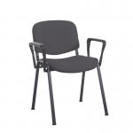 Taurus meeting room stackable chair with black frame and fixed arms - Blizzard Grey