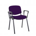 Taurus meeting room stackable chair with black frame and fixed arms - Tarot Purple