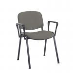 Taurus meeting room stackable chair with black frame and fixed arms - Slip Grey TAU40003-YS094