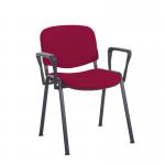 Taurus meeting room stackable chair with black frame and fixed arms - Diablo Pink