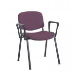 Taurus meeting room stackable chair with black frame and fixed arms - Bridgetown Purple TAU40003-YS102