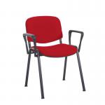 Taurus meeting room stackable chair with black frame and fixed arms - Belize Red