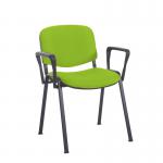 Taurus meeting room stackable chair with black frame and fixed arms - Madura Green