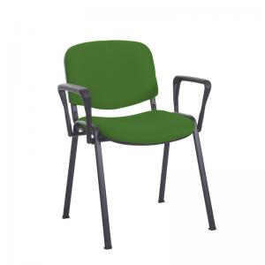 Taurus meeting room stackable chair with black frame and fixed arms -