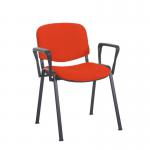 Taurus meeting room stackable chair with black frame and fixed arms - Tortuga Orange