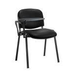Taurus meeting room stackable chair with black frame and writing tablet - Nero Black vinyl